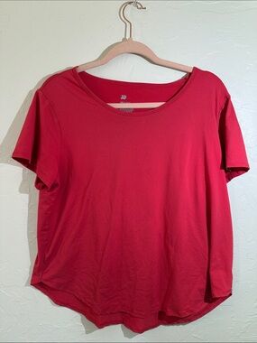 all in motion Red Scoop Neck Short Sleeve Top
